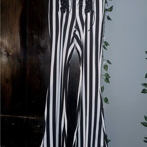 SHEIN Black and White Striped Flare Pants